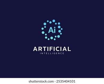 Inteligência artificial com letra AI em círculo de energia abstrata Esferas Tecnologia Análise logotipo vetor conceito de design. Símbolo de logotipo de tecnologia de IA para tecnologia avançada, empresa de tecnologia, ui, robô.