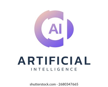 Künstliche Intelligenz mit Buchstabe AI in abstrakten Circle Technology Bewegung Analyse Logo Vektor Design Konzept. KI-Technologie-Logo-Symbol für Spitzentechnologie, Innovation, Identität, ui, Roboter