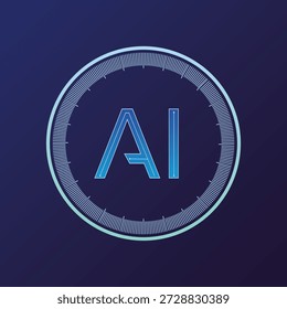 Inteligência artificial com a letra AI no conceito de projeto vetorial de análise de movimento de onda de círculo de tecnologia abstrata. Tecnologia de IA para tecnologia avançada web robótica nova tecnologia ui negócio.