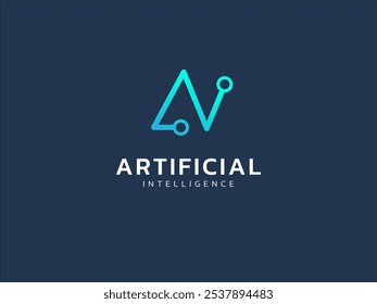 Artificial intelligence with letter AI circuit board lines technology Analysis logo vector design concept. AI technology logotype symbol for advance technology, tech company, identity, robotic, ui.