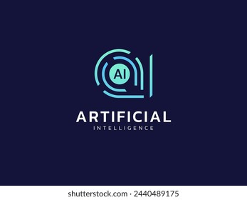 Künstliche Intelligenz mit Buchstaben AI Lines Technologie Analyse Logo Vektor Design Konzept. KI-Technologie-Logo-Typ-Symbol für fortgeschrittene Technologie, Tech-Unternehmen, Identität, Roboter, Innovation, UI, Web.
