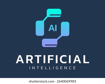 Artificial intelligence with letter ai in microchip twisted infinity technology Analysis logo vector design concept. AI technology logotype symbol for advance technology, tech company, ui, innovation.