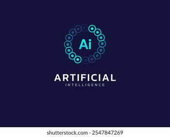 Artificial intelligence with letter AI in move circle twisted infinity Technology Analysis logo vector design concept. AI technology logotype symbol for advance technology, ui, innovation, robotics.