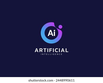 Inteligencia artificial con la letra AI en el concepto de diseño de Vector del logotipo del análisis de Tecnología circular del movimiento. Símbolo de logotipo de tecnología de IA para tecnología avanzada, empresa de tecnología, identidad, interfaz de usuario, innovación.