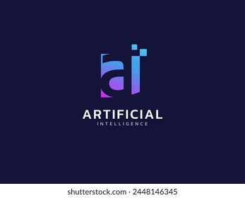 Artificial intelligence with letter AI overlapping shapes Technology Analysis logo vector design concept. AI technology logotype symbol for advance technology, tech company, identity, ui, robotic, web
