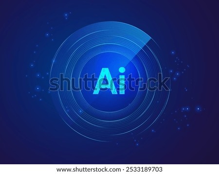 Artificial intelligence with letter AI in Radar Detection Screen Scanning Circle Moving Technology Analysis vector design concept. AI technology for advance technology, robotic, automation, big data.