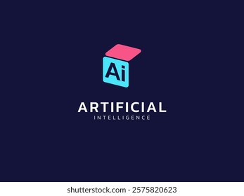 Artificial intelligence with letter AI in Rounded cube futuristic technology logo vector design concept. AI technology logotype symbol for advance technology, ui, identity, new tech, automation, robot