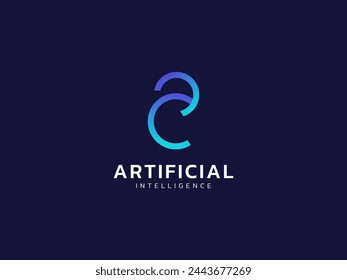 Artificial intelligence with letter a circle lines technology Analysis logo vector design concept. AI technology logotype symbol for advance technology, tech company, identity, robotic, innovation, ui