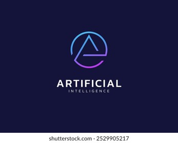 Inteligência artificial com letra A em linhas de círculo tecnologia Análise logotipo vetor conceito de design. Símbolo de logotipo de tecnologia de IA para tecnologia avançada, empresa de tecnologia, identidade, robótica, iu, web.