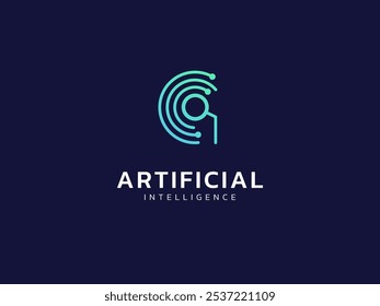 Artificial intelligence with letter a circuit board lines technology Analysis logo vector design concept. AI technology logotype symbol for advance technology, tech company, identity, robot, ui, web.