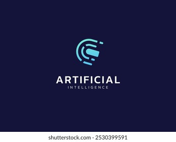 Inteligencia artificial con letra A Líneas de escáner de huellas dactilares Tecnología Concepto de diseño de Vector de logotipo de análisis. Símbolo del logotipo de la tecnología de la IA para la tecnología avanzada, empresa de tecnología, identidad, robot, interfaz de usuario.