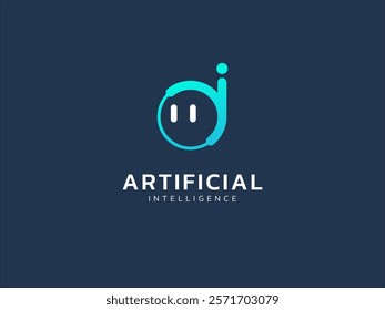 Artificial intelligence with letter a friendly face robot assistant technology Analysis logo vector design concept. AI technology logotype symbol for advance technology, tech company, ui, robotic, web