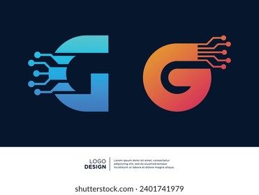 Diseño del logotipo de la letra G de inteligencia artificial.