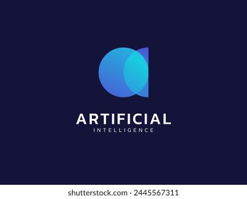 Artificial intelligence with letter a geometric shapes Multiply Overlapping Color technology Analysis logo vector design concept. AI technology logotype symbol for advance technology, ui, innovation.