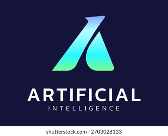 Artificial intelligence with letter A growth arrow overlapping in Triangle shapes technology Analysis logo vector design concept. AI technology logotype symbol for advance technology, ui, identity.