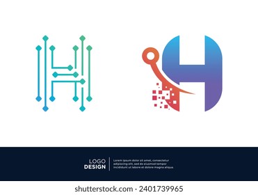 Artificial Intelligence letter H logo design.