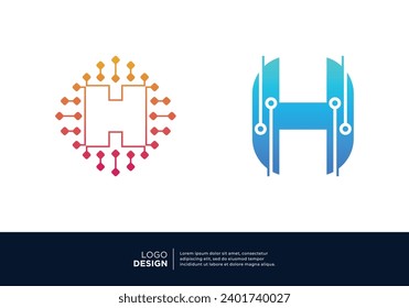 Artificial Intelligence letter H logo design.