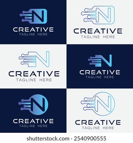 Inteligência artificial com letra N triângulo formas geométricas tecnologia Análise logotipo vetor conceito de design. Símbolo de logotipo de tecnologia de IA para tecnologia avançada, empresa de tecnologia, identidade, robô.
