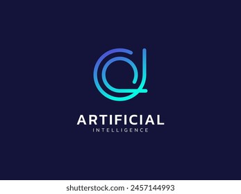 Artificial intelligence with letter a network lines technology Analysis logo vector design concept. AI technology logotype symbol for advance technology, tech company, identity, robot, innovation, ui.