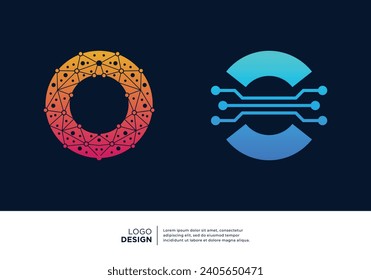 Diseño del logo O de la carta de inteligencia artificial.