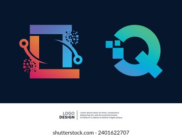 Artificial Intelligence letter Q logo design.