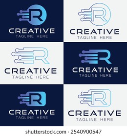Inteligência artificial com letra R triângulo formas geométricas tecnologia Análise logotipo vetor conceito de design. Símbolo de logotipo de tecnologia de IA para tecnologia avançada, empresa de tecnologia, identidade, robô.