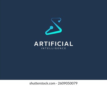 Artificial intelligence with letter s chainlink network lines twisted infinity technology Analysis logo vector design concept. AI technology logotype symbol for advance technology, tech company, ui.