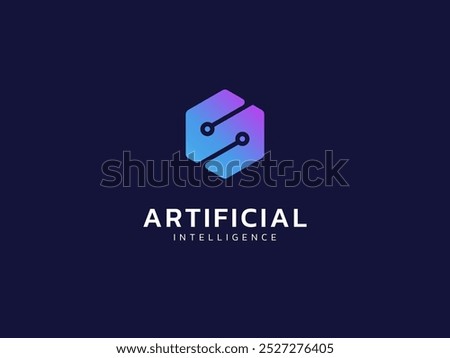 Artificial intelligence with letter s Geometric hexagon network lines technology Analysis logo vector design concept. AI technology logotype symbol for advance technology, tech company, ui, identity.