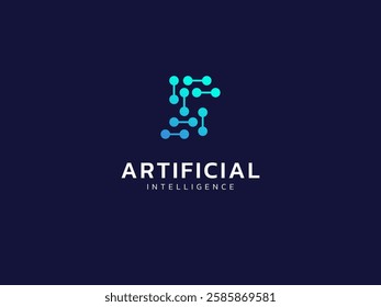 Artificial intelligence with letter s network lines technology Analysis logo vector design concept. AI technology logotype symbol for advance technology, tech company, ui, online network, robot, web.