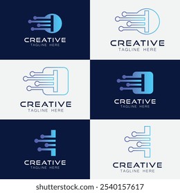 Artificial intelligence with letter I triangle geometric shapes technology Analysis logo vector design concept. AI technology logotype symbol for advance technology, tech company, identity, robot,
