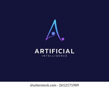 Artificial intelligence with letter A triangle geometric curved shapes technology Analysis logo vector design concept. AI technology logotype symbol for advance technology, tech company, identity, ui.