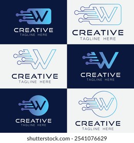 Artificial intelligence with letter W network technology Analysis logo vector design concept. AI technology logotype symbol for advance technology, tech company, online network, new tech, identity
