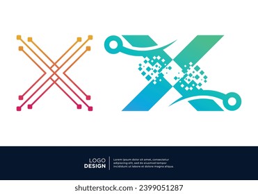Artificial Intelligence letter X logo design.
