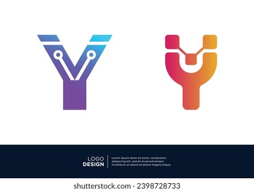 Artificial Intelligence letter Y logo design.