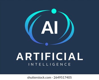 Artificial intelligence with letters AI in curved lines twisted infinity technology Analysis logo vector design concept. AI technology logotype symbol for advance technology, tech company, ui, robotic