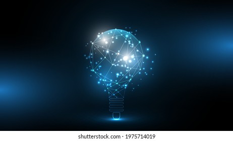 Artificial intelligence Lightbulb low poly wireframe vector illustration
