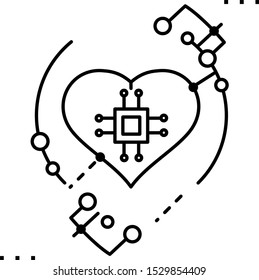Artificial Intelligence line art icon.  Black  aesthetic contour.