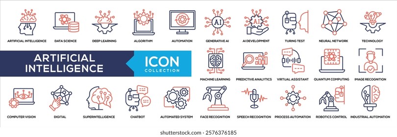 Artificial Intelligence Line Color Icon Collection