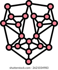 Design de ícone de vetor preenchido de linha de inteligência artificial