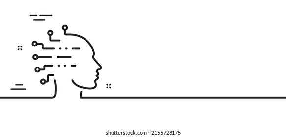 Icono de línea de inteligencia artificial. Señal de la cabeza. Símbolo de intelecto robótico. Fondo mínimo de la ilustración de línea. Banner de patrón de icono de línea de inteligencia artificial. Concepto de plantilla web blanca. Vector