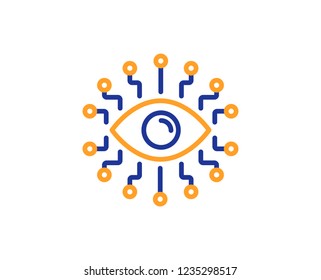 Artificial intelligence line icon. All-seeing eye sign. Colorful outline concept. Blue and orange thin line color icon. Artificial intelligence Vector