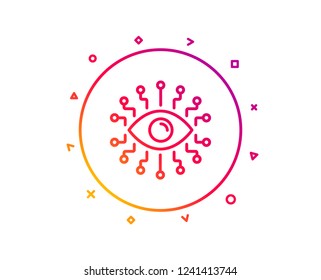 Artificial intelligence line icon. All-seeing eye sign. Gradient pattern line button. Artificial intelligence icon design. Geometric shapes. Vector