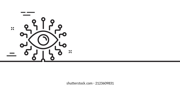 Artificial intelligence line icon. All-seeing eye sign. Minimal line illustration background. Artificial intelligence line icon pattern banner. White web template concept. Vector