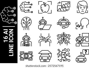 artificial intelligence line icon black and white