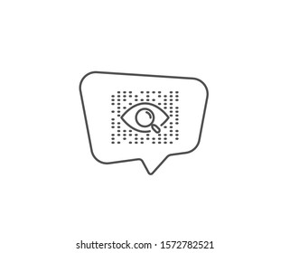 Artificial intelligence line icon. Chat bubble design. Search ai sign. Magnify glass eye. Outline concept. Thin line artificial intelligence icon. Vector