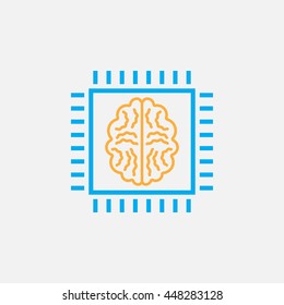 artificial intelligence line icon, color outline vector illustration, linear pictogram isolated on white