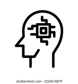 ilustración de icono de la línea de inteligencia artificial vector gráfico