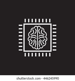artificial intelligence line icon, outline vector illustration, linear pictogram isolated on black