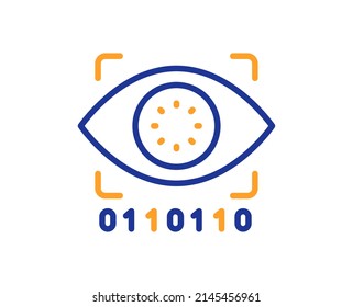 Artificial intelligence line icon. Retinal access sign. Privacy secure symbol. Colorful thin line outline concept. Linear style artificial intelligence icon. Editable stroke. Vector