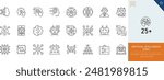 Artificial Intelligence Line Icon Set" is a collection of stock illustrations featuring various icons related to artificial intelligence (AI).